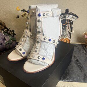 Coach Isabel semi matte calf strappy sandal Chalk Studded Shoes